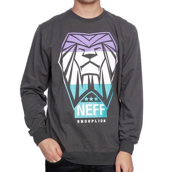 Neff Snoop Lion Dogg Gray Teal White Purple Triumph Charcoal Sweatshirt L *Good* - Picture 2 of 9